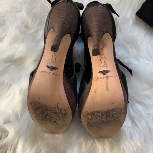 Leather Platform peep toe heels - Picture 5 of 5